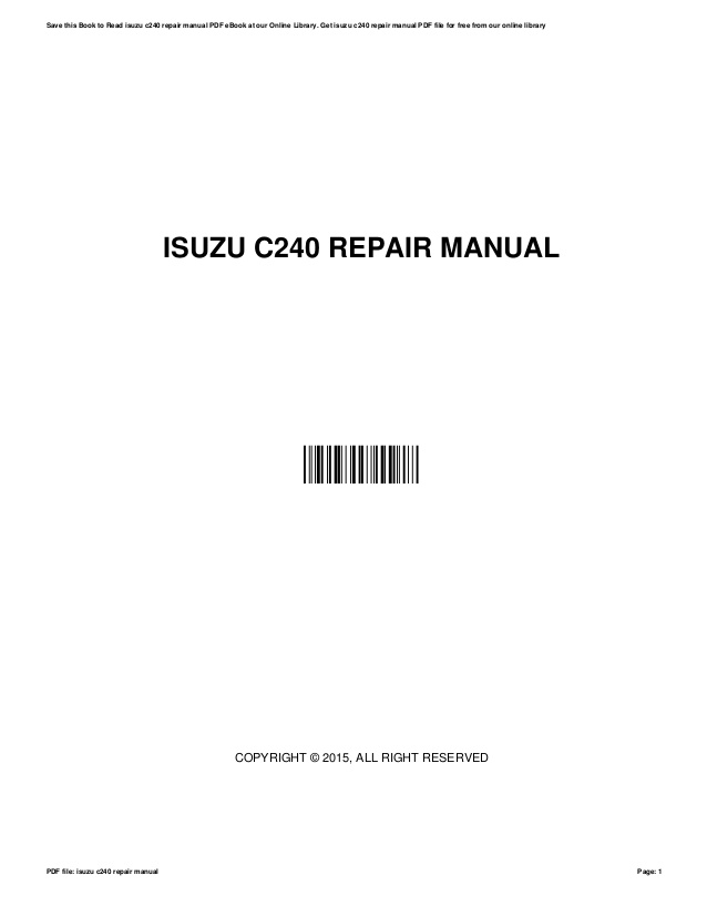 Isuzu C240 Engine Repair Manual